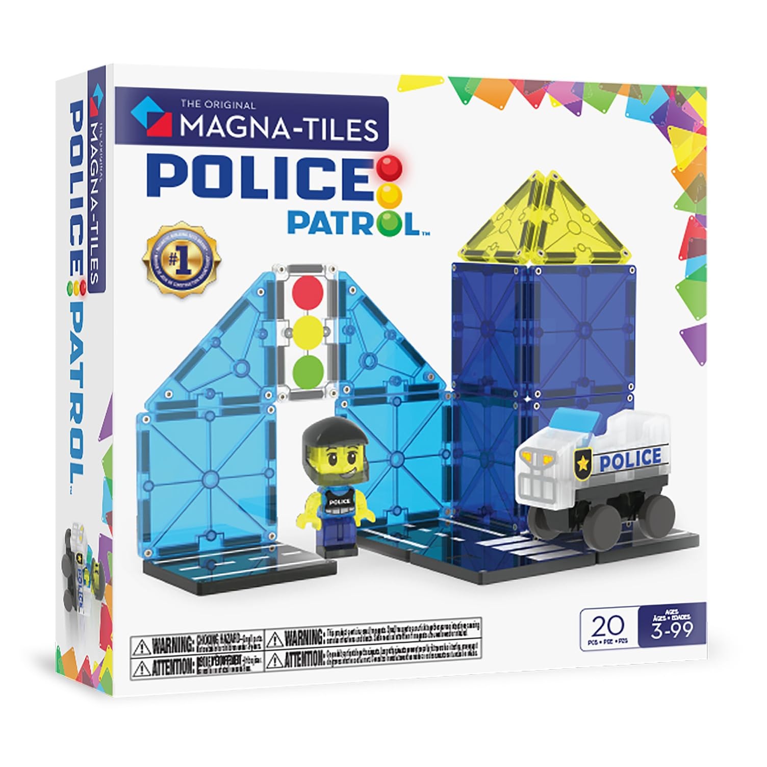 Magna-Tiles Police Patrol 20-Pc Magnetic Construction Set The Original