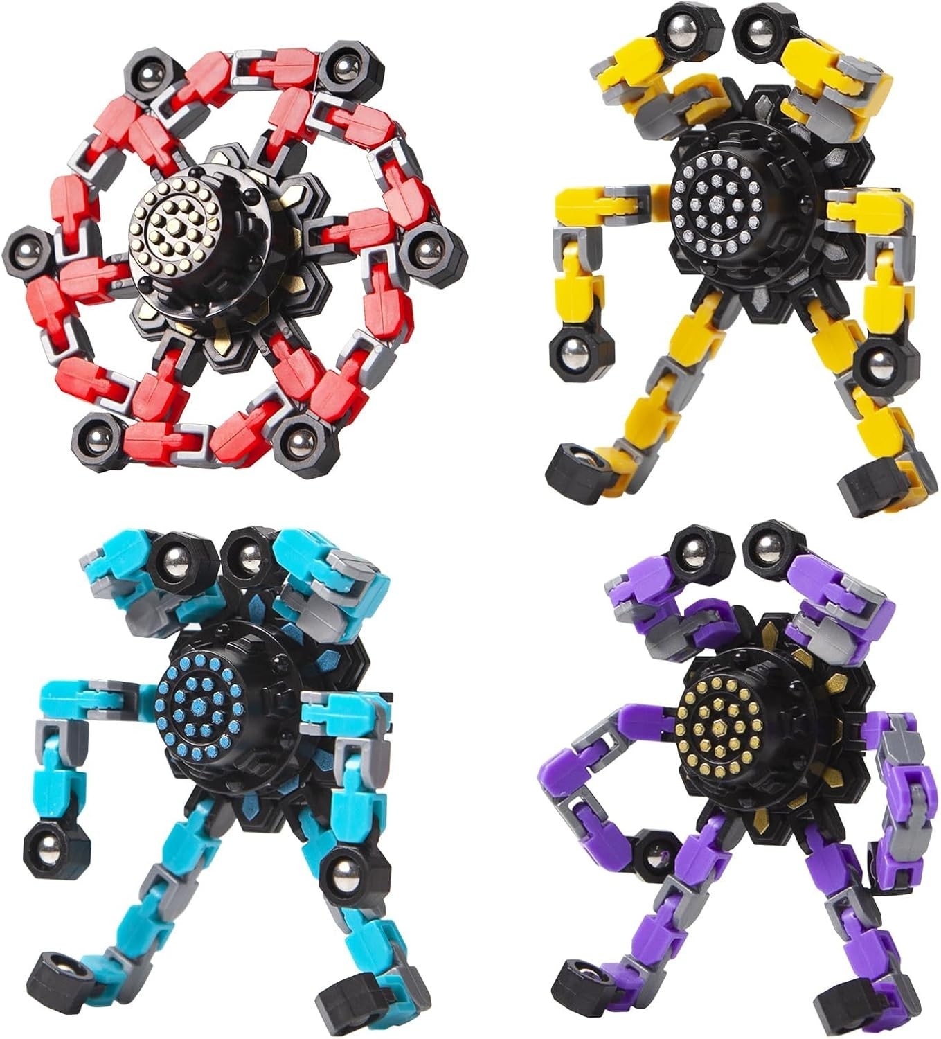 4 Pack Transformable Fidget Spinner Toys Sensory Stress Relief Kids Teens