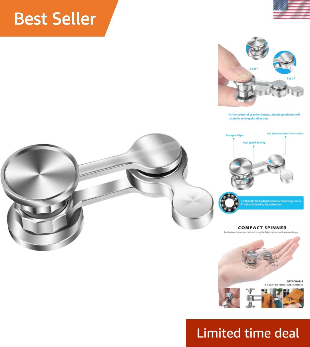 Updated Version Fidget Spinner, Metal Sensory Fidget Hand Toys, Focus Finger …