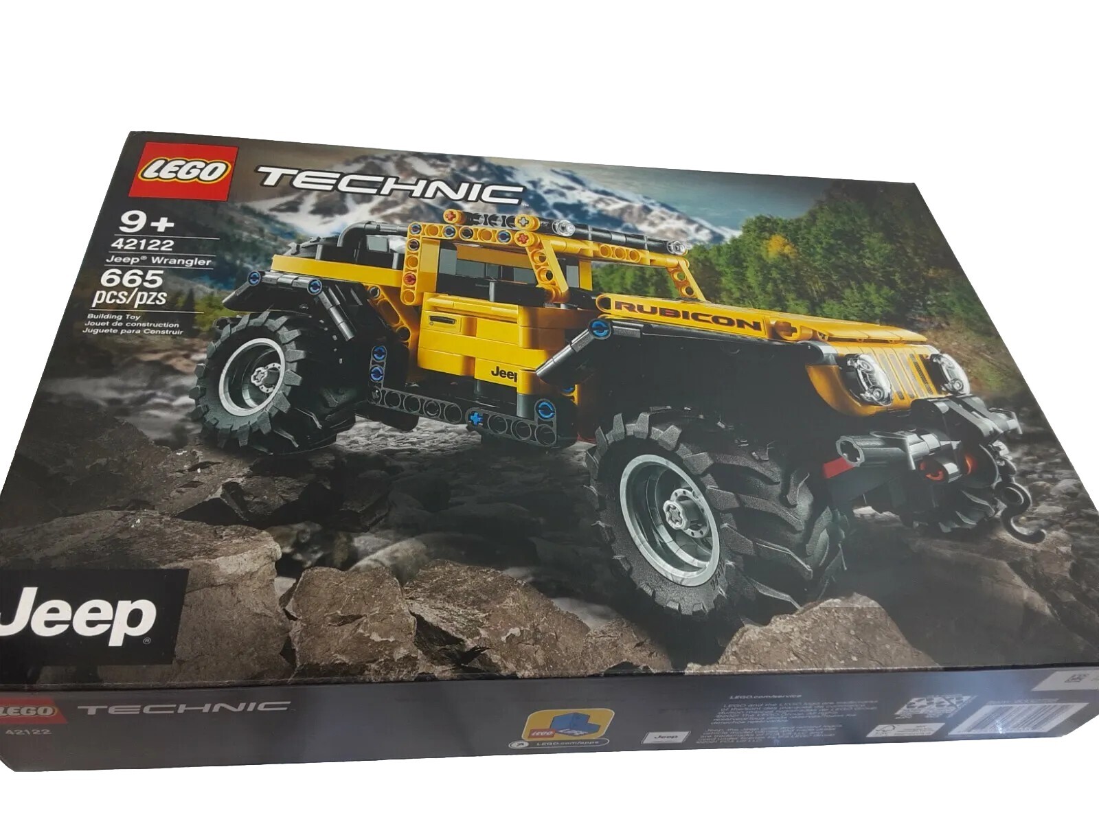 Lego Technic Yellow Jeep Wrangler 42122 Building Toy 665 Piece Rock 4 Wheel Dr