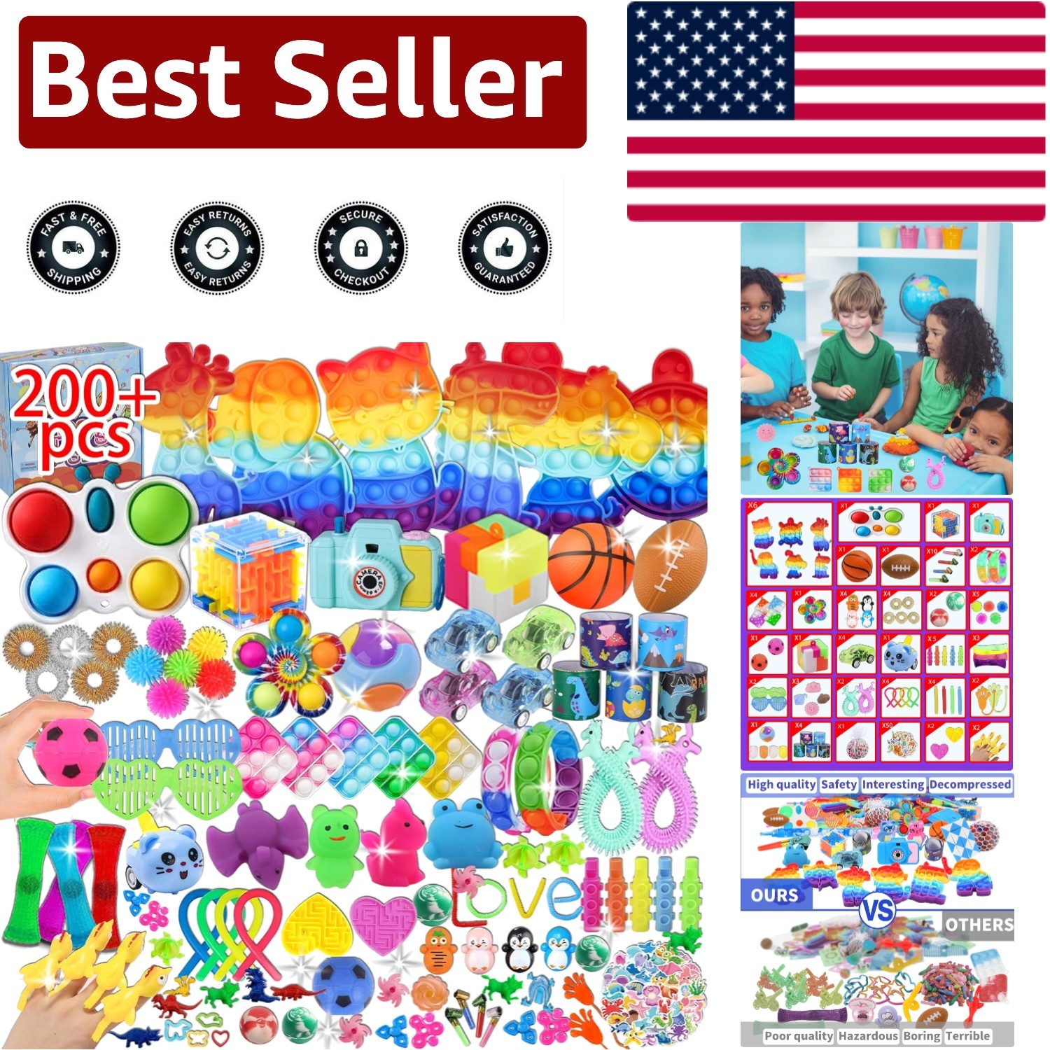 Fidget Toys Set 200 Pcs – Perfect for Birthdays, Holidays, and Sensory Relief
