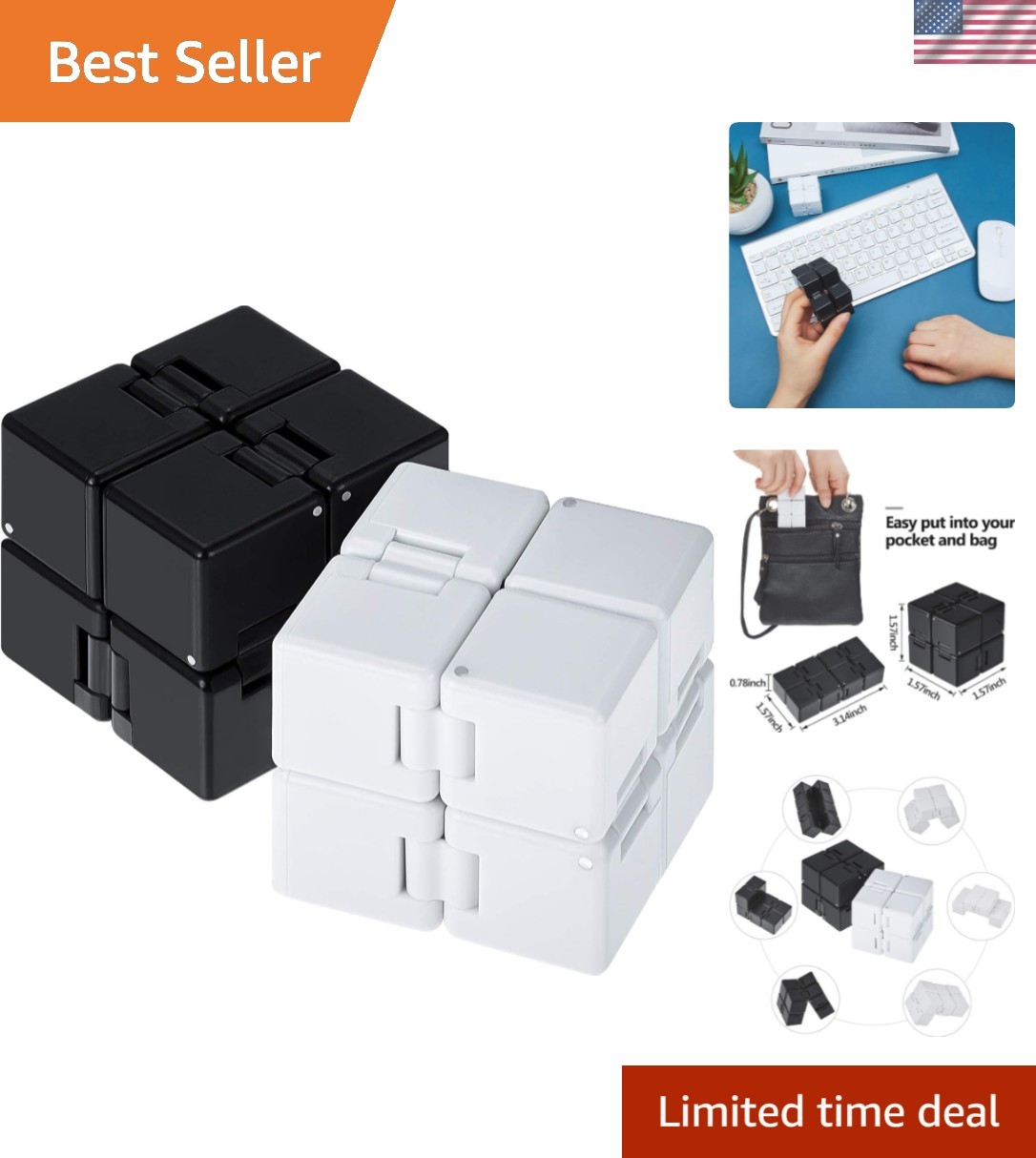 Handheld Fidget Cubes for Stress Relief – Durable 2 Pack, Ideal for All Ages