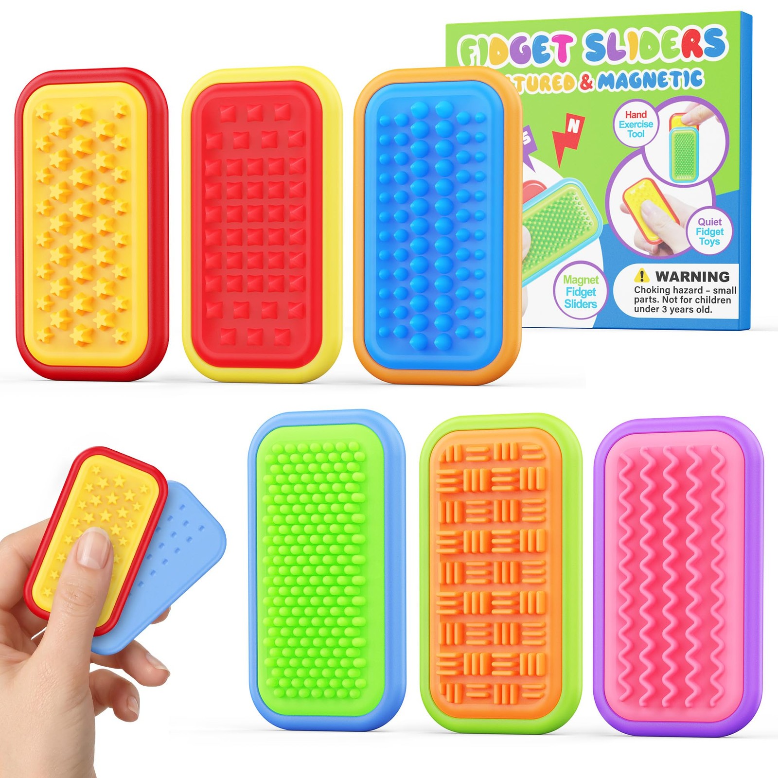 Magnetic Sensory Fidget Toys – Family Set Silicone Sliders for Anxiety Relief…