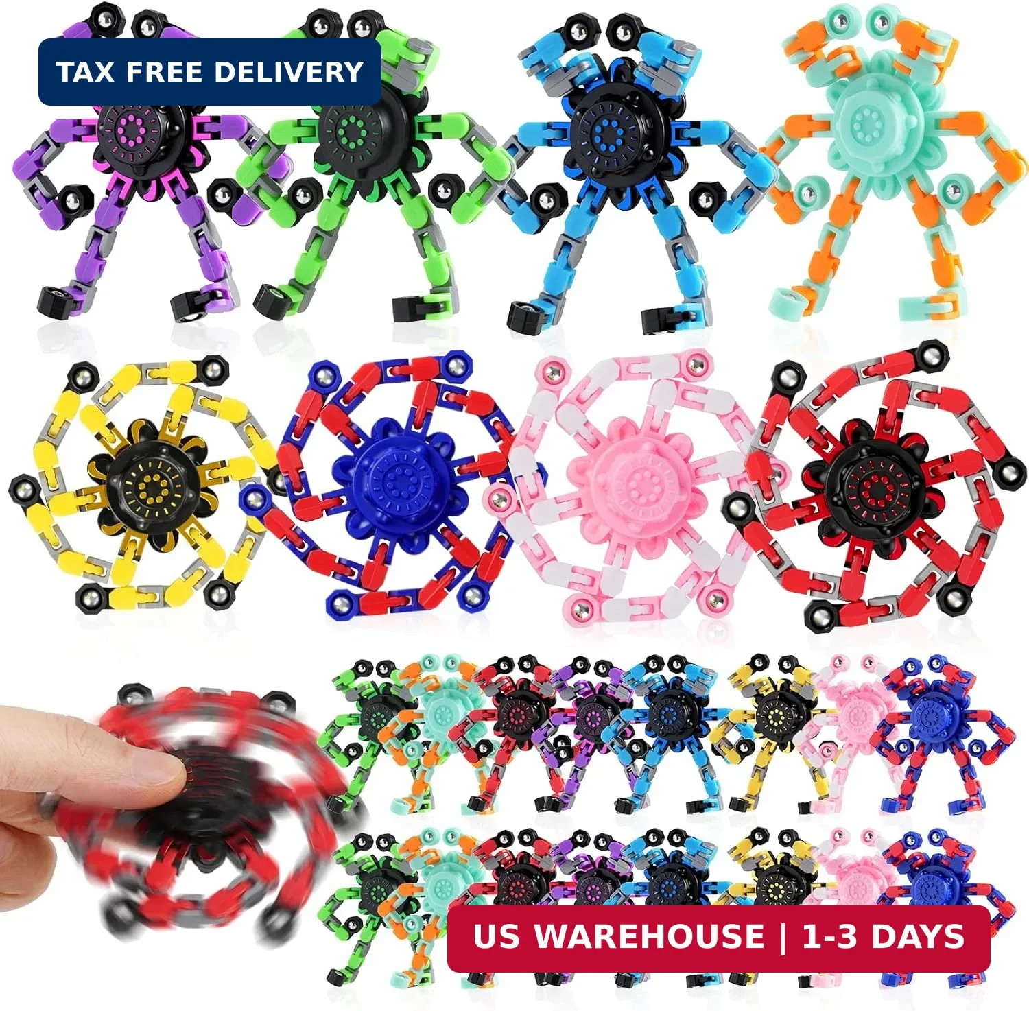 24PCS Transformable Fidget Spinners,Bulk Sensory Fidget Stress Relief Toys for K