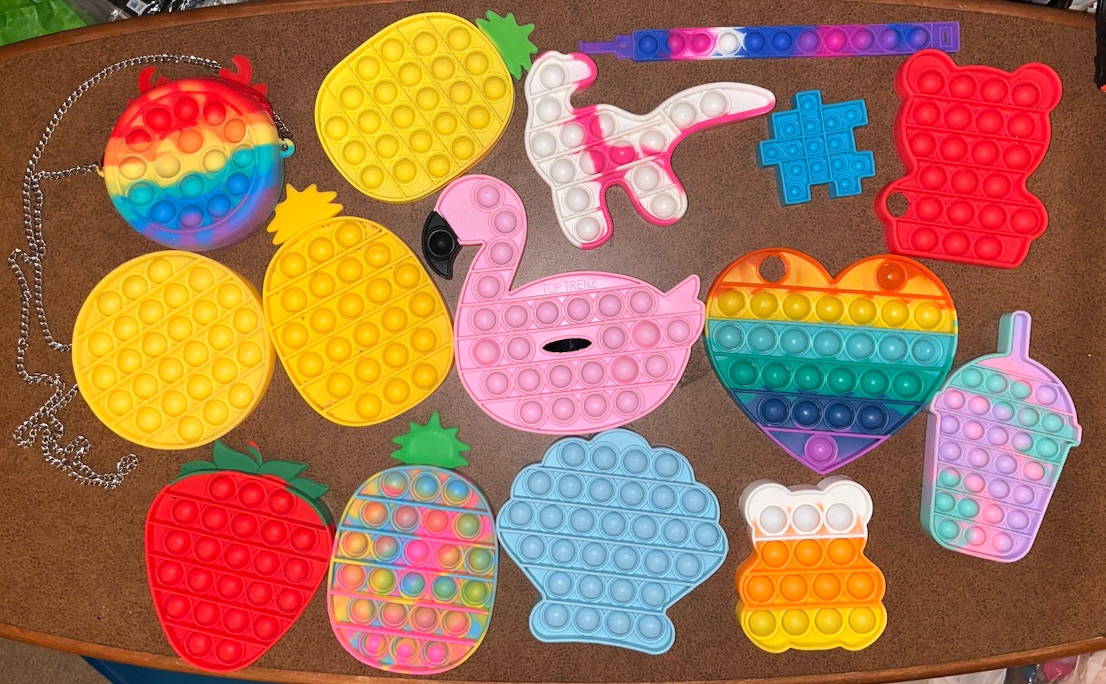 Lot Of 15 Pop It Fidget Toys-Sensory Stress Relief Push Bubble Sets purse band +