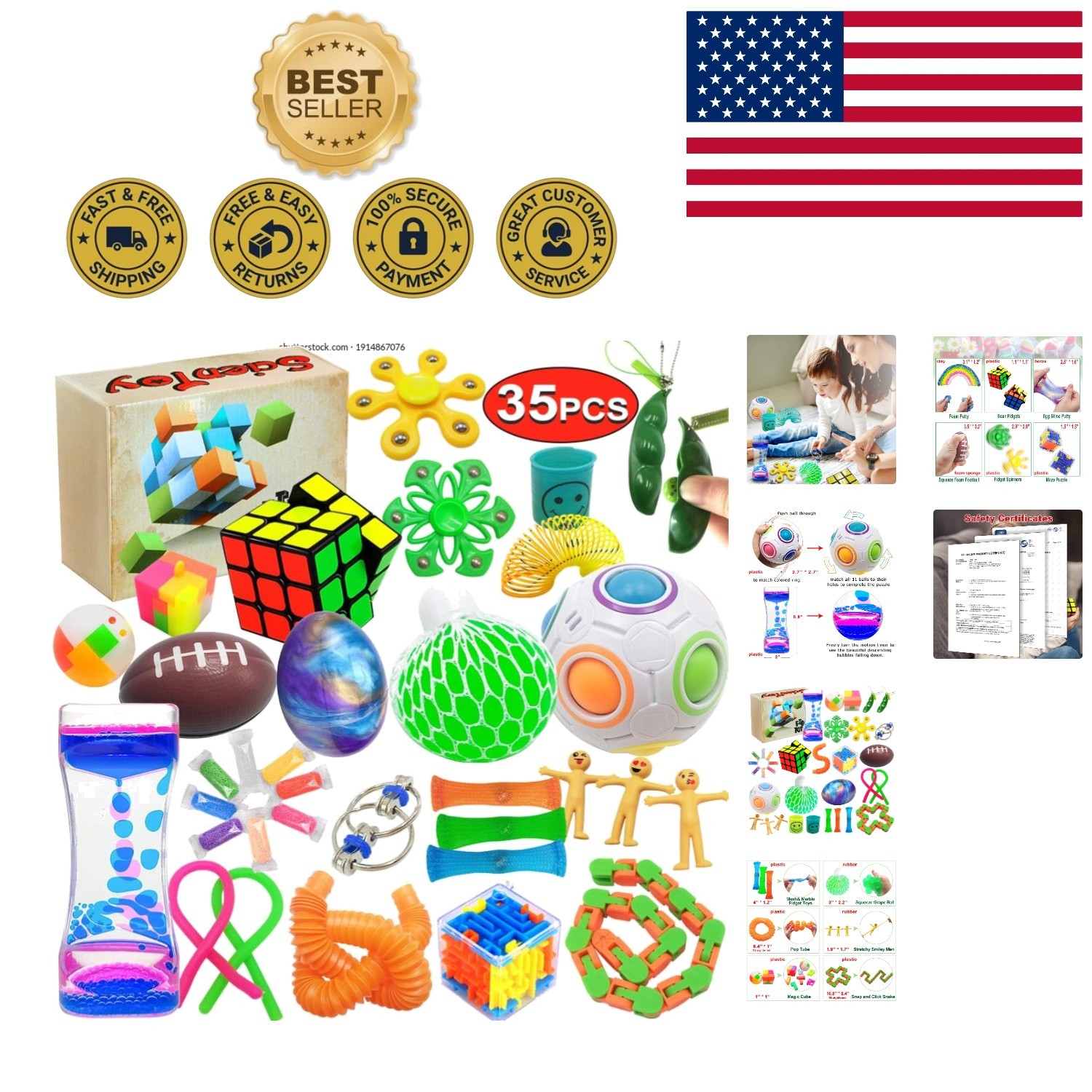 Complete 35-Piece Fidget Toy Set for Stress Relief & Sensory Play, Gift Ready