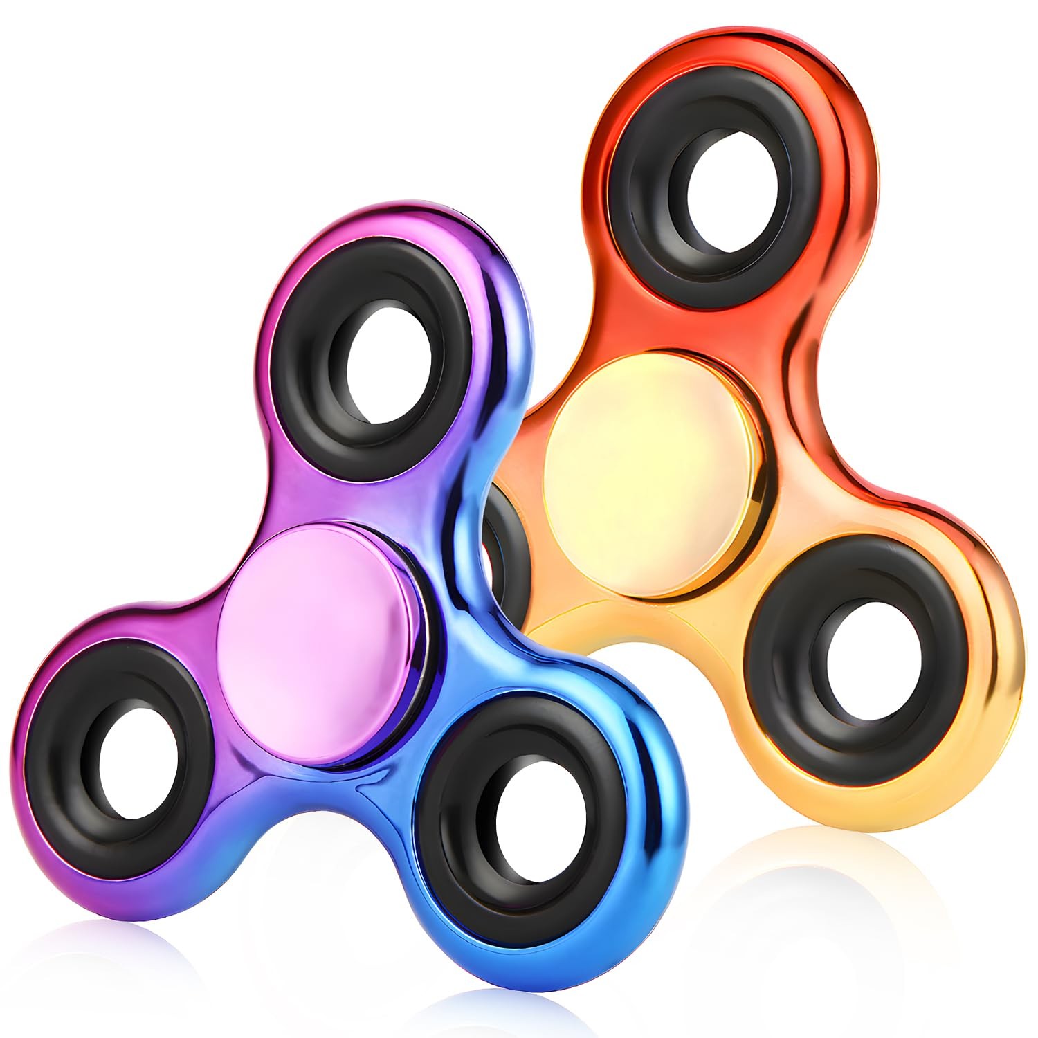 Fidget Spinner 2 Pack, Metal Spinners Purple Blue&red Gold