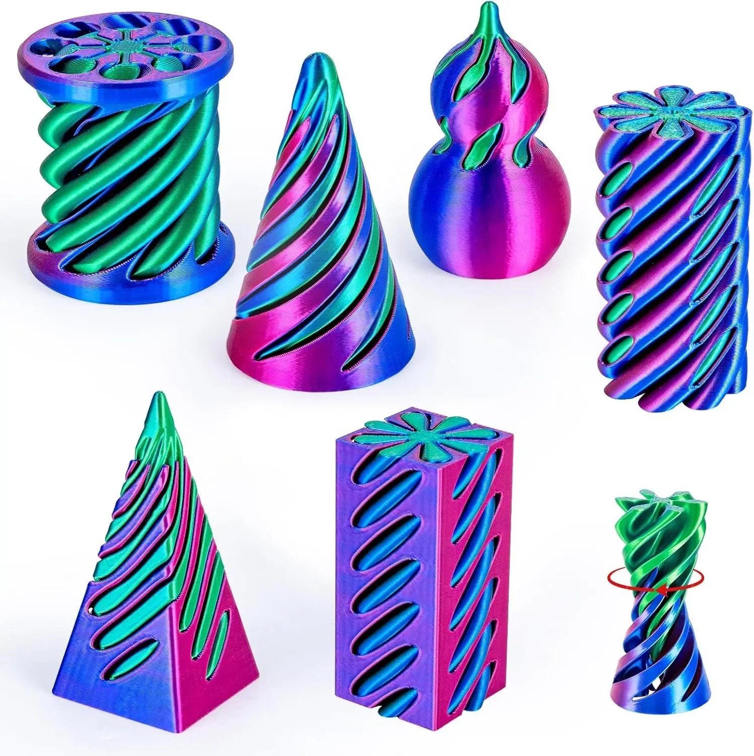 6 Pack 3D Printed Spiral Fidget Toys Stress Relief Puzzle Desk Set USA Seller