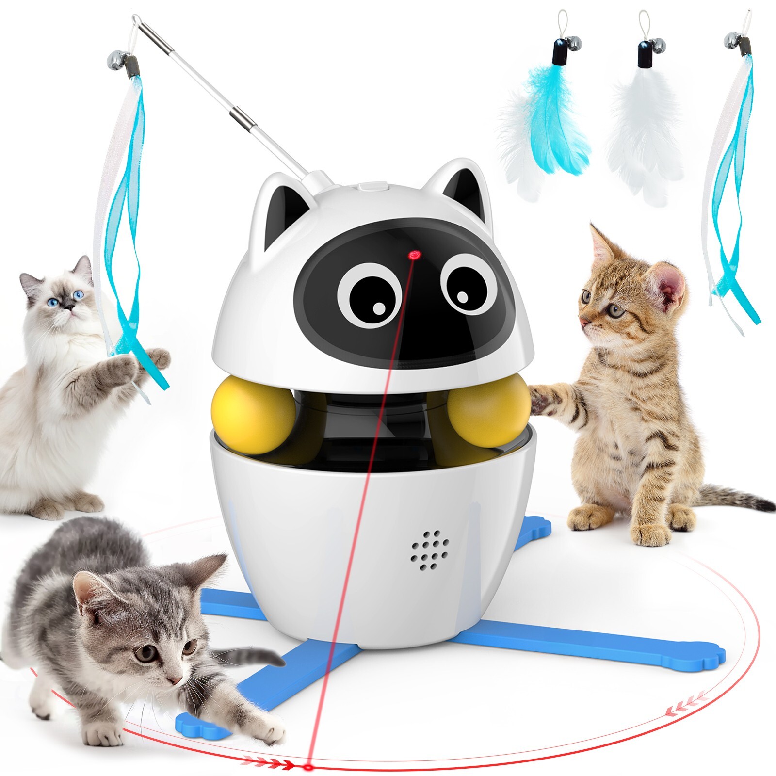 Cat Interactive Toys Laser Funny Feather Kitten Teaser Auto Play Automatic Toy