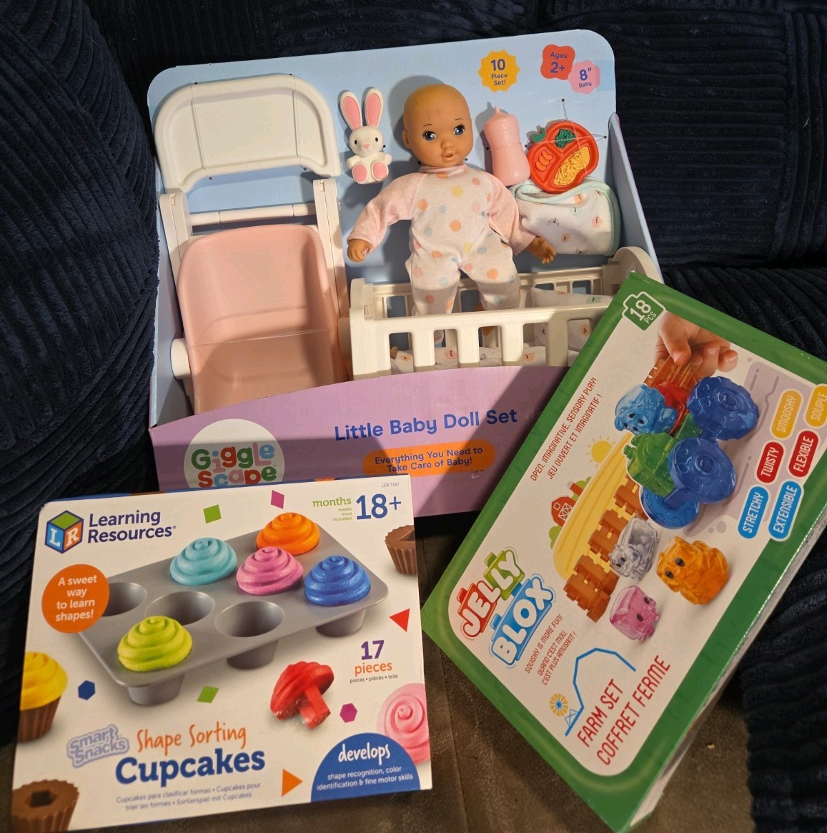 2 YEAR OLD TOY BUNDLE LOT OF 3: Learning Resources Giggle Scape Jelly Blox NEW