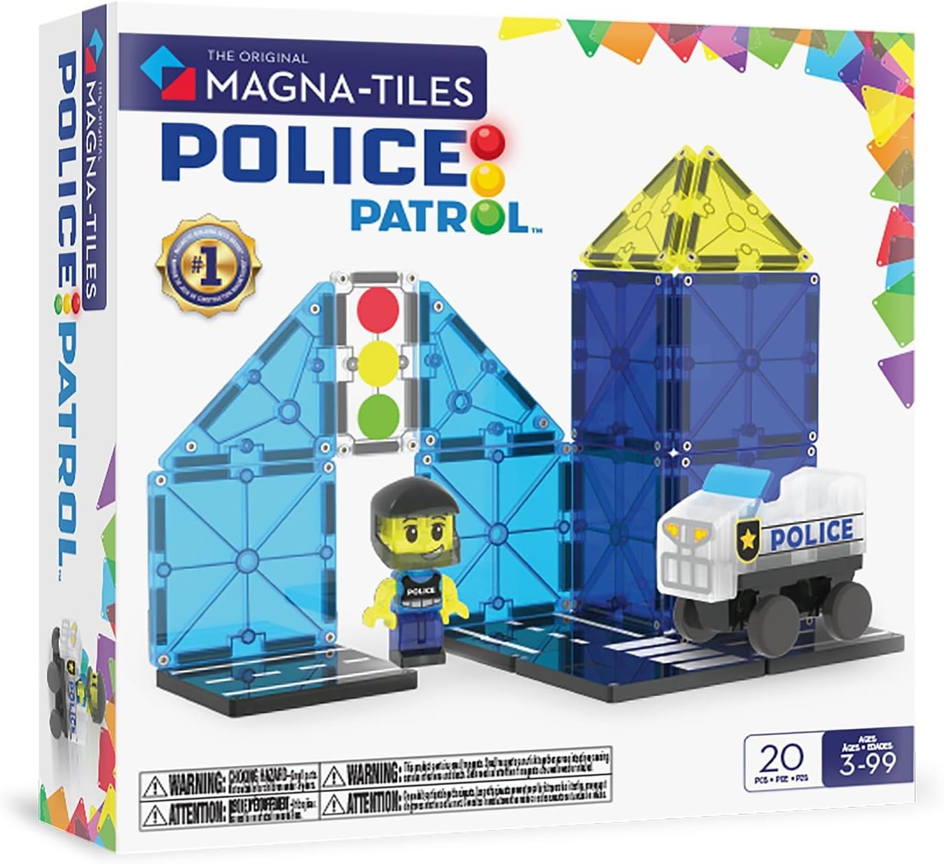 Magna Tiles Police Patrol 20 Piece Magnetic Building Set