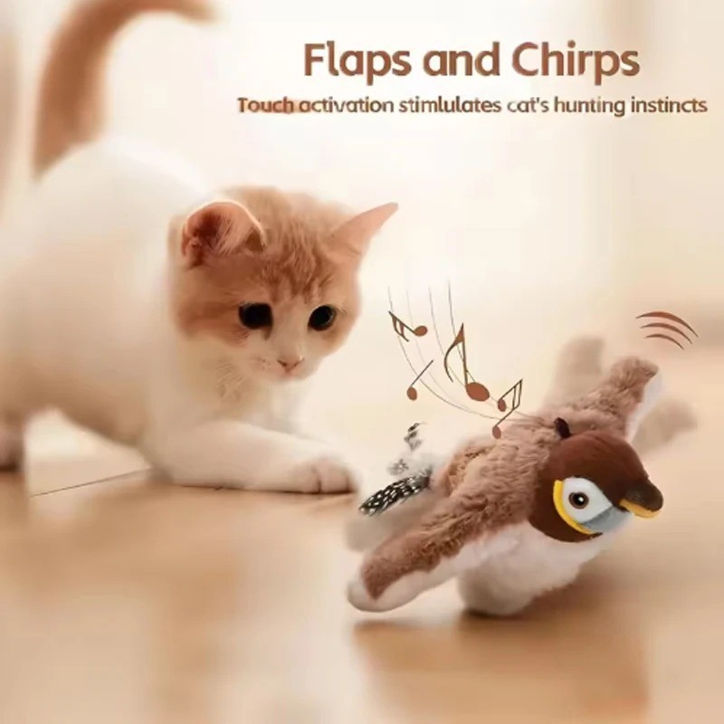 Bird Cat Toy Interactive Toys Dog Rechargeable Chirping Flapping Bird(no Flying)