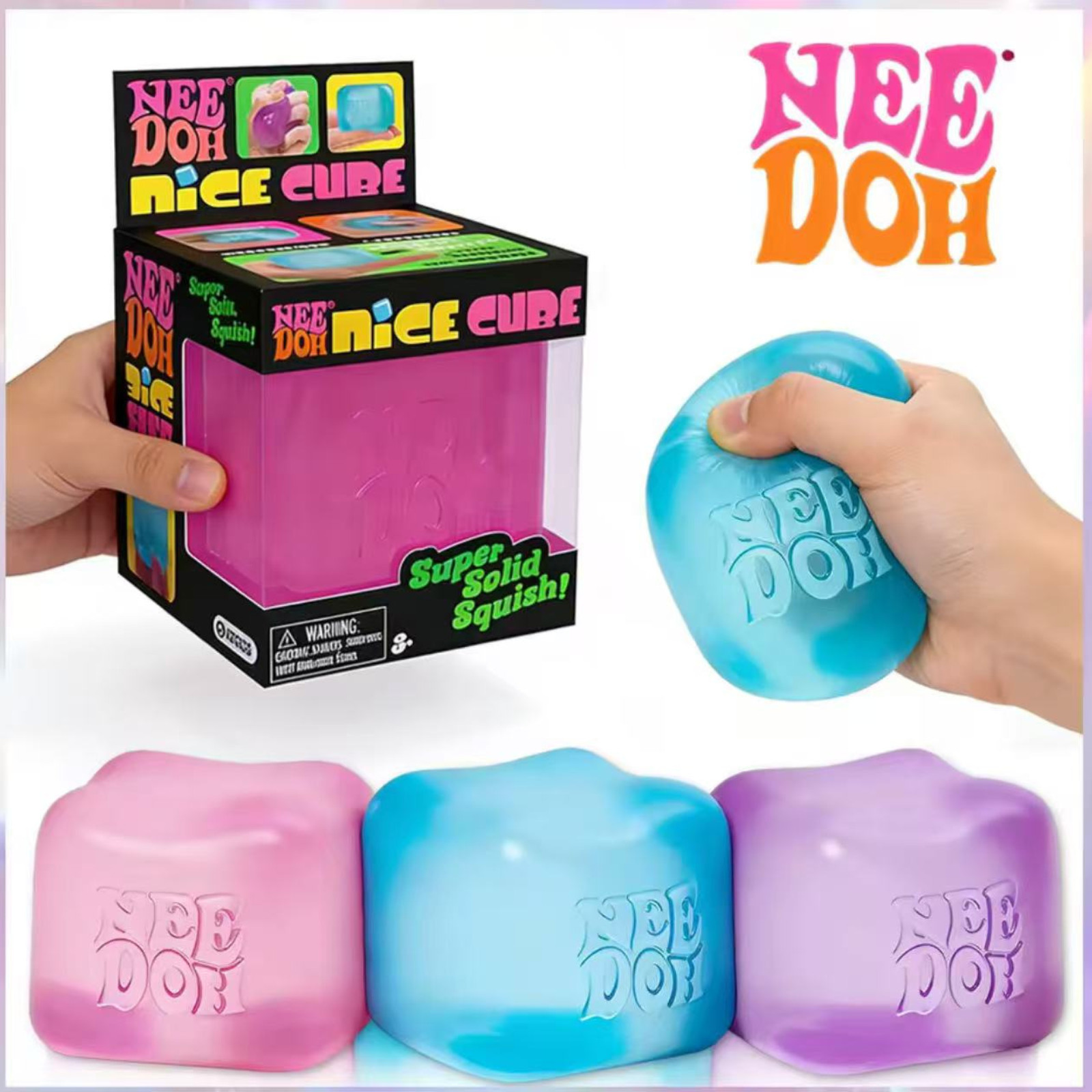 NeeDoh Nice Cube Purple Pink Blue super solid Fidget Toy New Factory Sealed Box