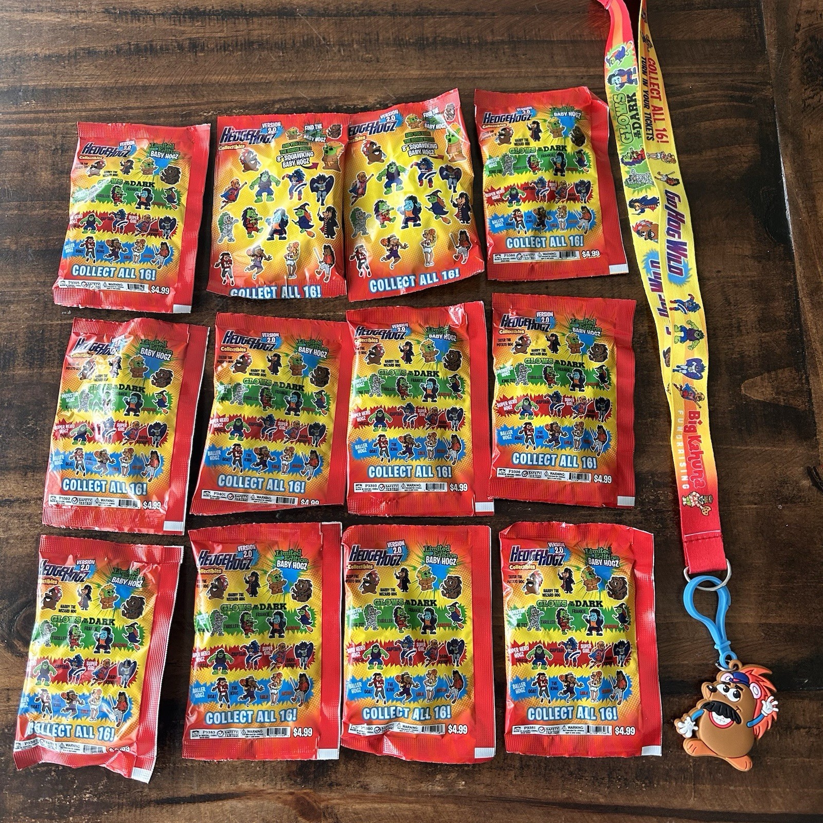 12 Unopened Hedgehogz Collectable Toys —Plus 1 Big Kahuna Lanyard With TATER HOG