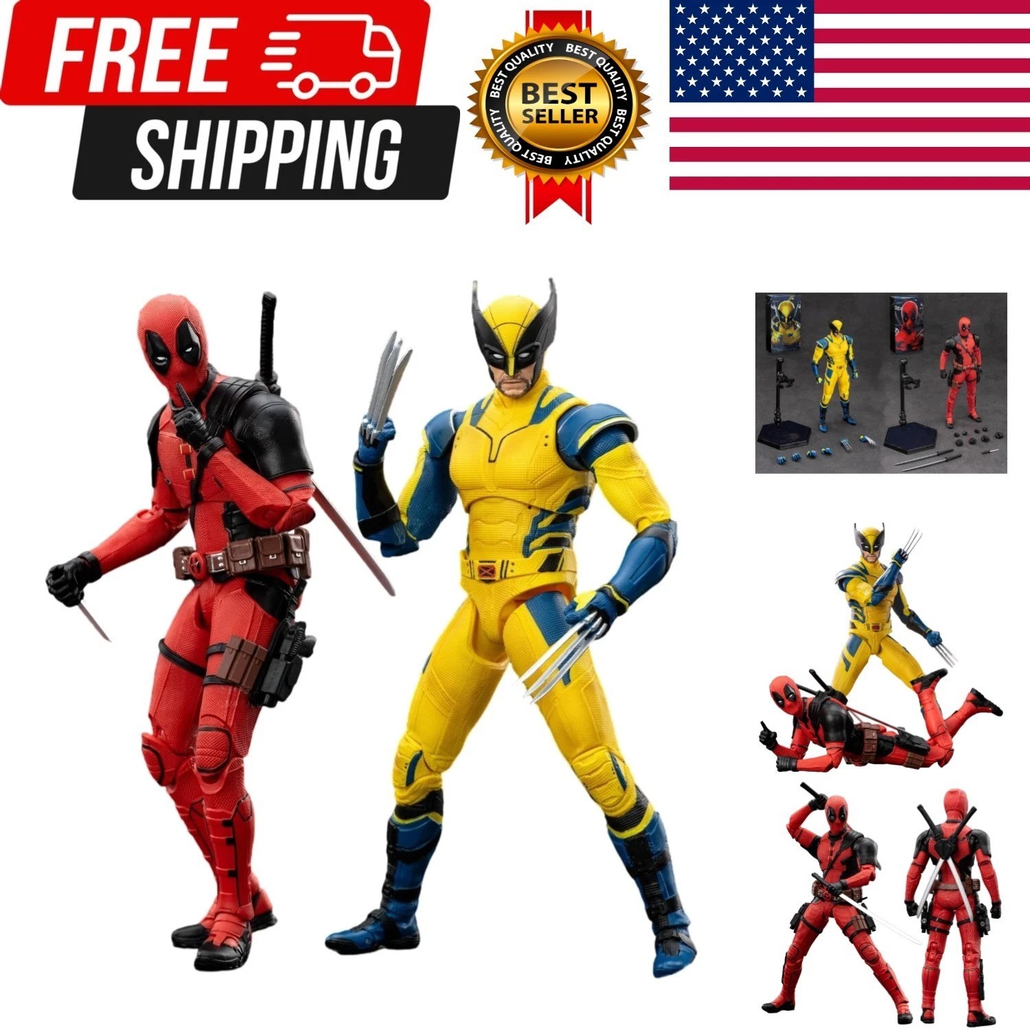 Wolverine and Dead Full Set 2-Pack Action Figure 7 inch 1/10 Scale Legends Se…