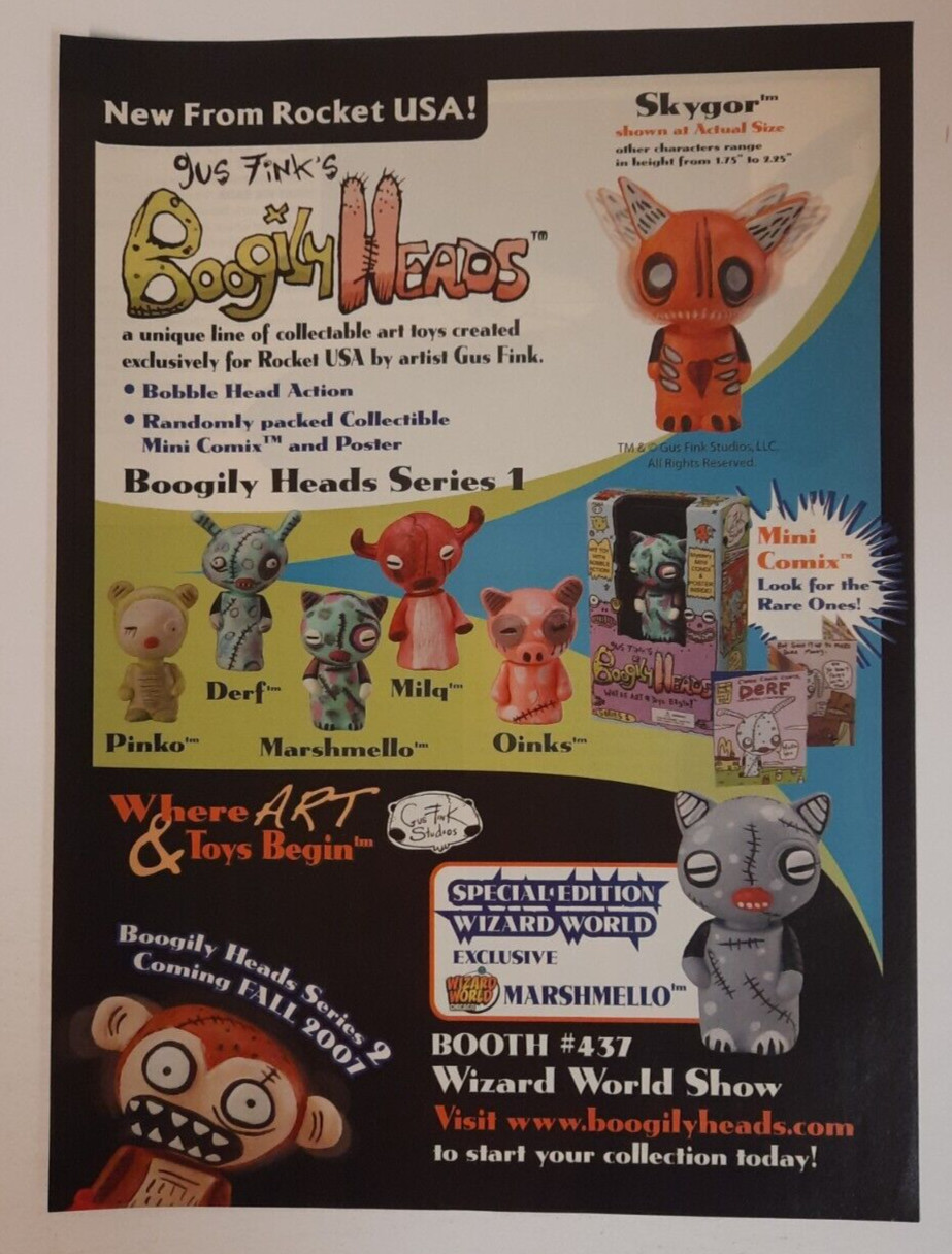 Gus Fink’s BOOGILY HEADS Collectable Toys Bobble Head ~ Magazine PRINT AD 2007
