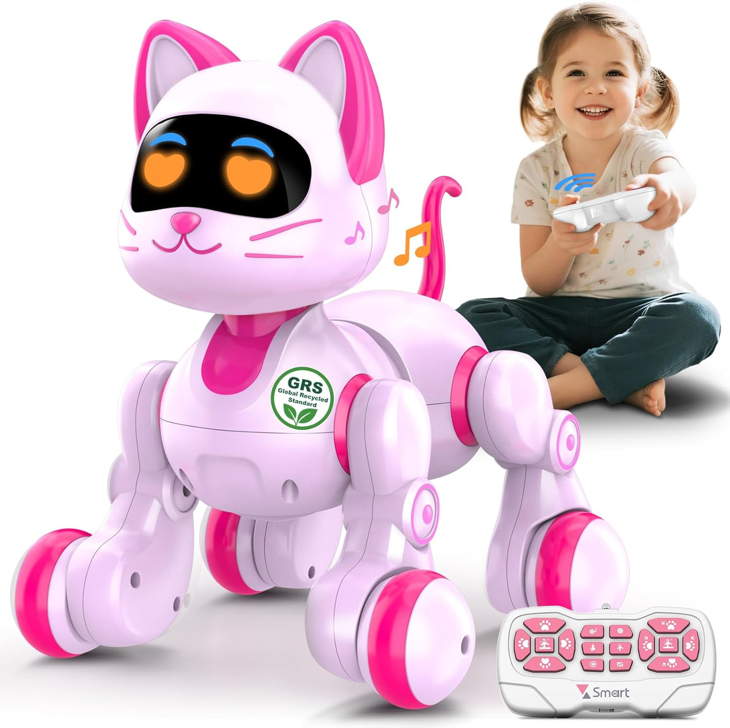 Robot Cat Interactive Toys for Girls: Remote Control Pet for Kids Age 4-6 Gifts